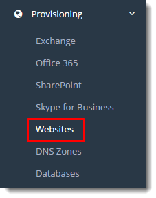 HC provisioning websites menu