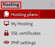 Liveconfig hosting plans menu