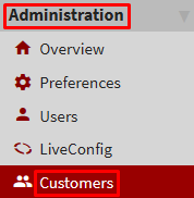 Liveconfig customers menu