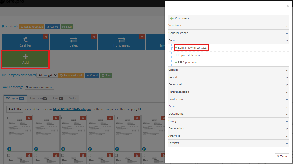 Quick links edit interface example