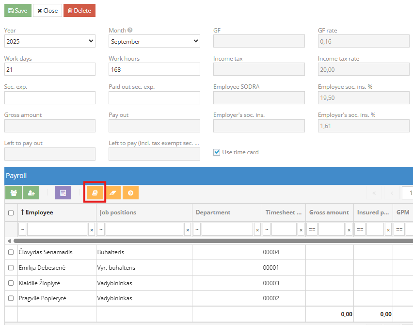 Posting salary to general journal