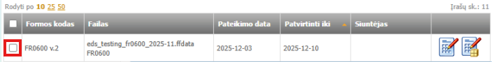 Deklaracijos patvirtinimo EDS sistemoje langas