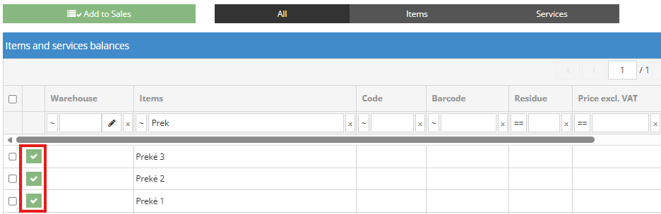 Selecting sales position from the list
