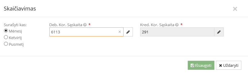 Sugeneruotų įrašų lentelė draudimo sąnaudoms
