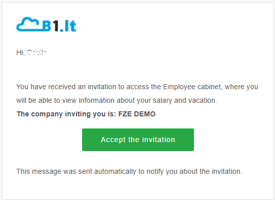 Accept invitation email button in Site.pro