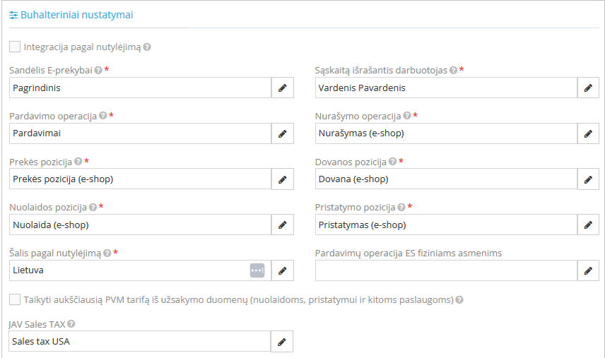 Бухгалтерские настройки Amazon