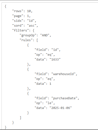 Žaliavų likučių paieškos rezultatas