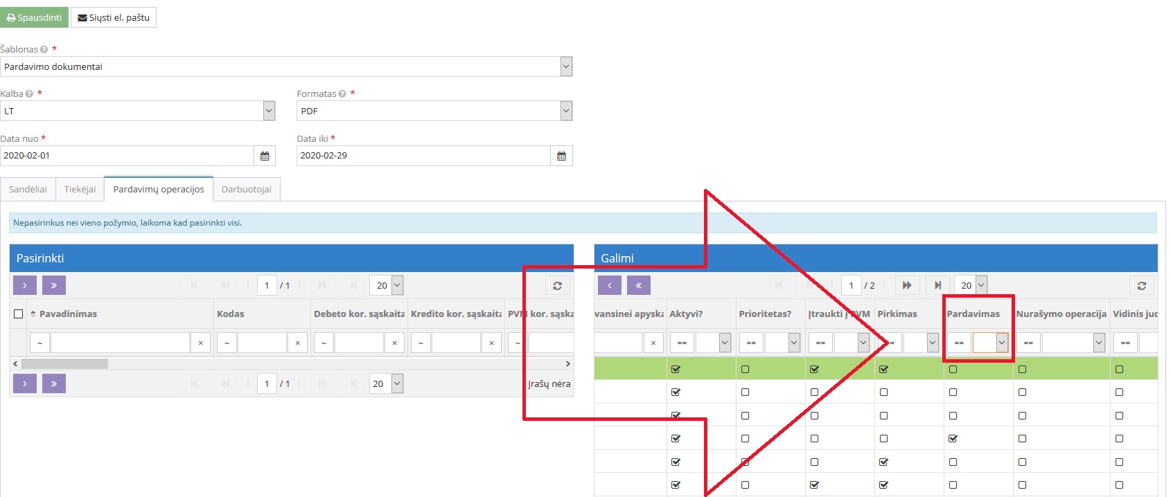 Ataskaita apie pirkimus ir pardavimus