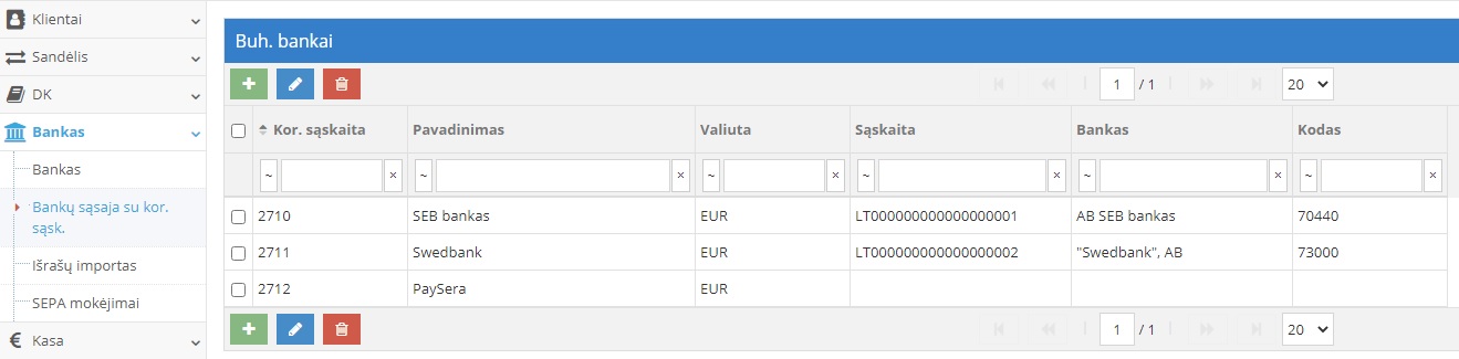 Banko ir kor. sąskaitos susiejimo patvirtinimas