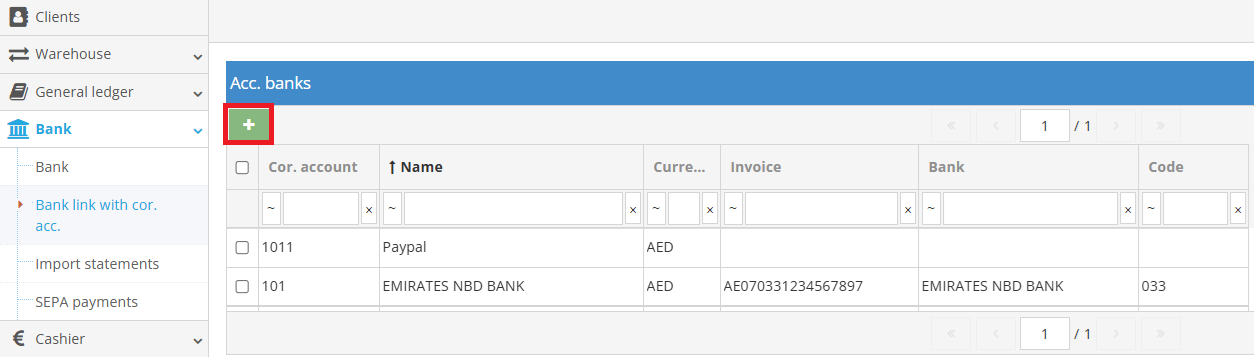 Linking bank account with counterpart account overview
