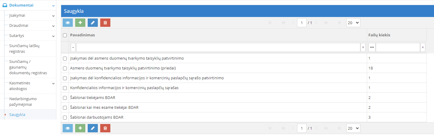 BDAR dokumentų saugojimas saugykloje