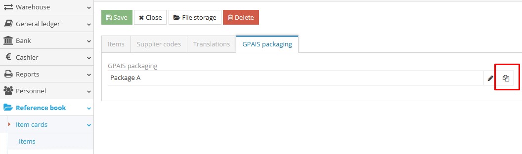 Edit existing packaging for selected item