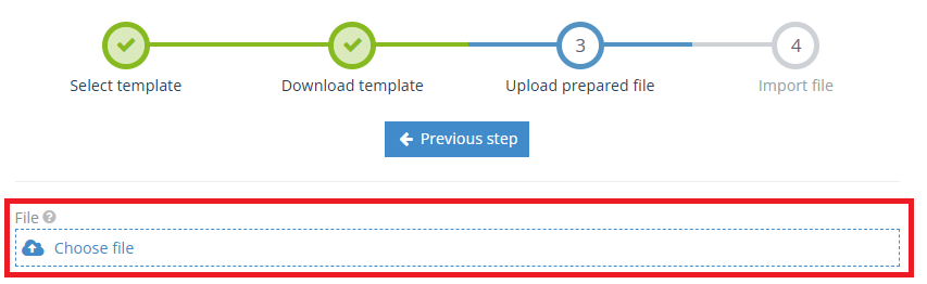 Uploading completed Excel file for import