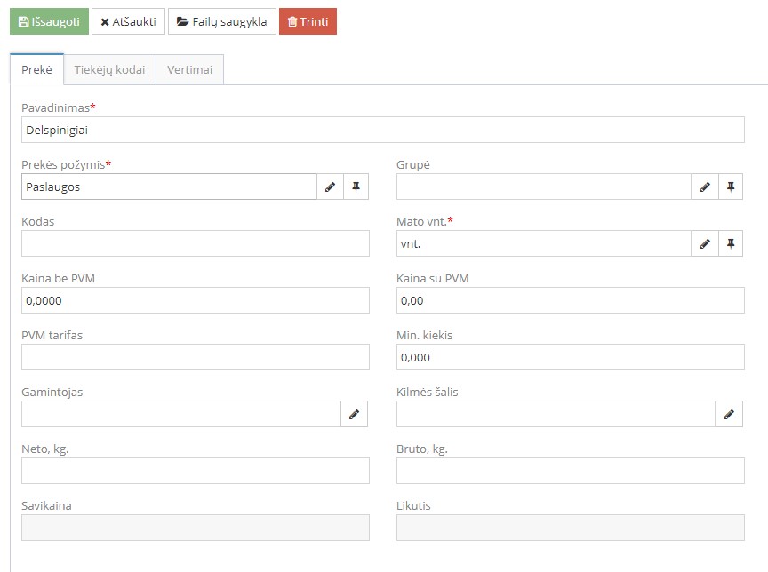 Uždelsimo palūkanų prekės kūrimo langas
