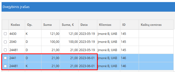 Apskaitos įrašų atvaizdavimas pagal PVM datą