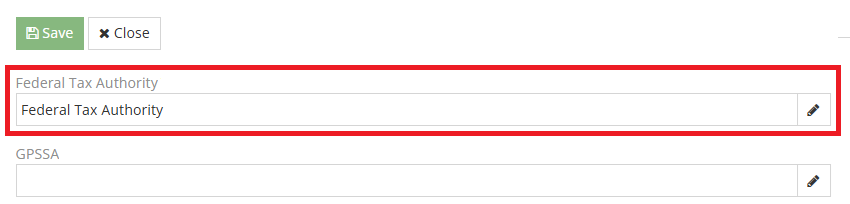 Federal Tax Authority field in accounting settings