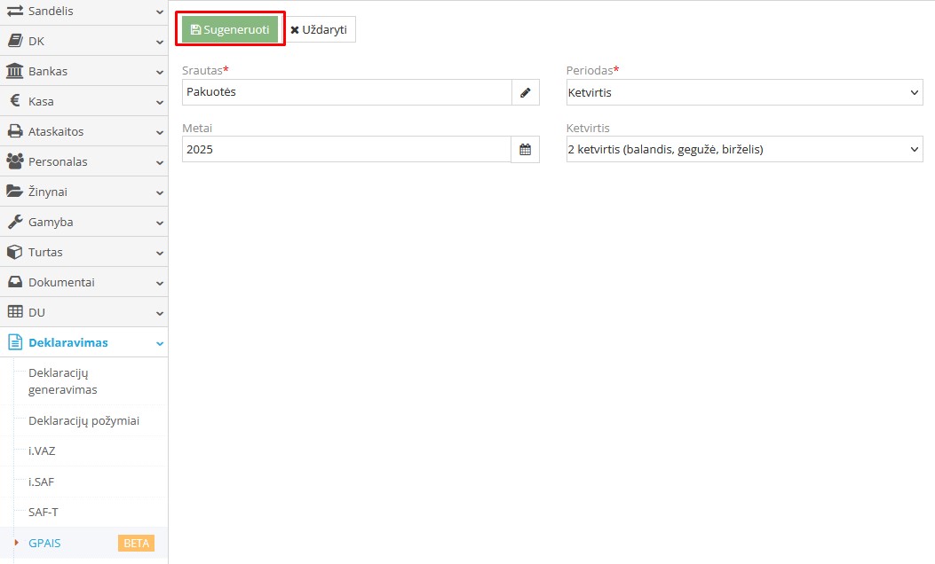 GPAIS žurnalo formavimo laukų pildymas
