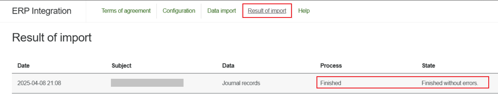 Viewing import results in GPAIS