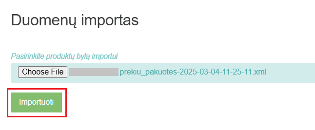 Failo importavimo mygtukas GPAIS sistemoje