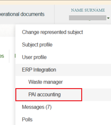 Navigating to ERP Integration in GPAIS
