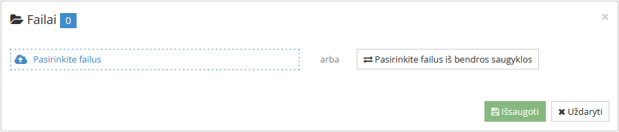 Laukelis dokumentų įkėlimui arba pasirinkimui iš kompiuterio