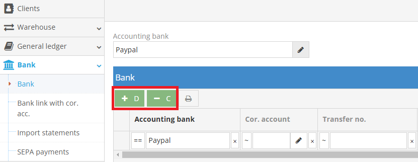 Registering the initial bank balance in the system