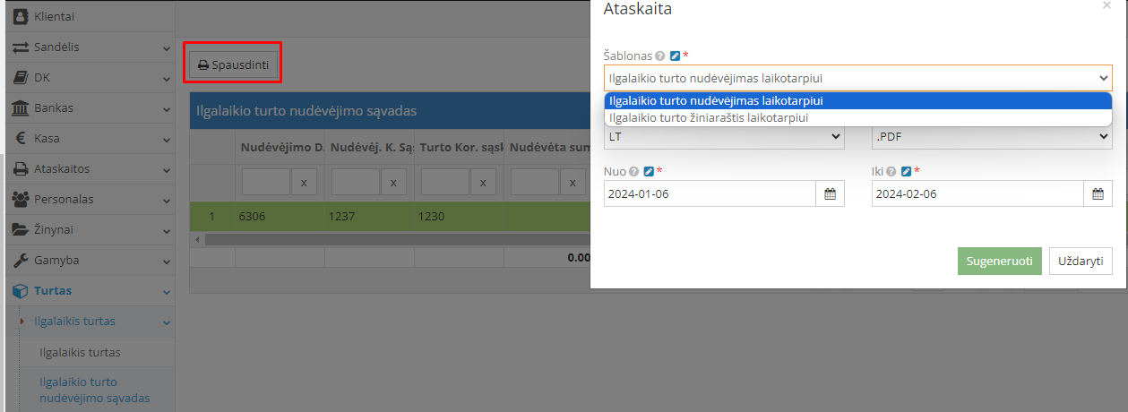 Просмотр амортизации основных средств в модуле долгосрочных активов