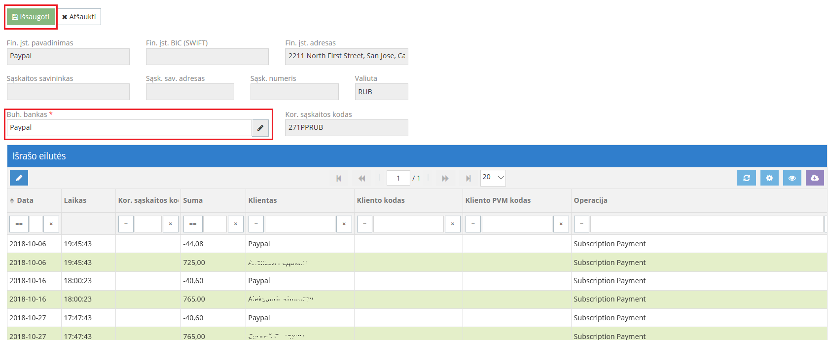 Selection of correct account for currency import