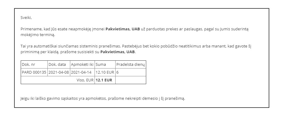 Кнопка Напоминание о долгах в интерфейсе