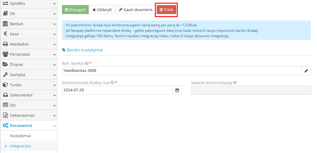 Neopay banko integracijos atnaujinimas