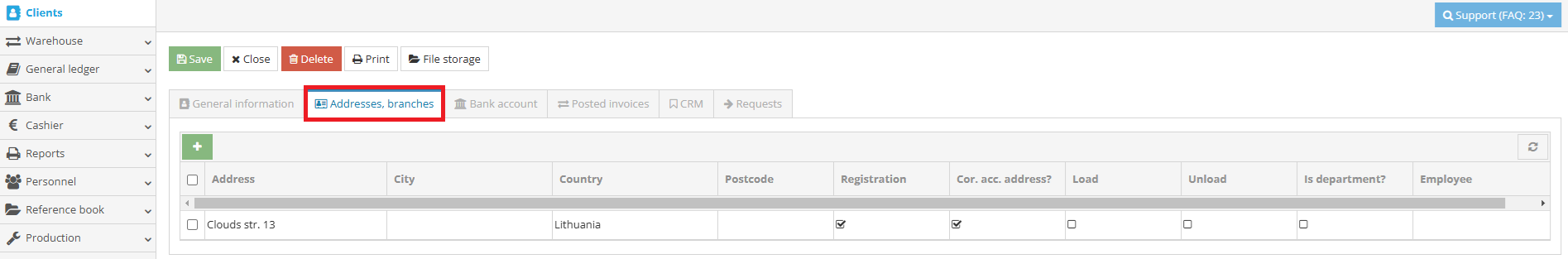 Adding a new client address in Site.pro system