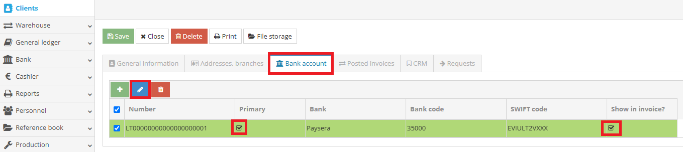 Adding a new client bank account in Site.pro system