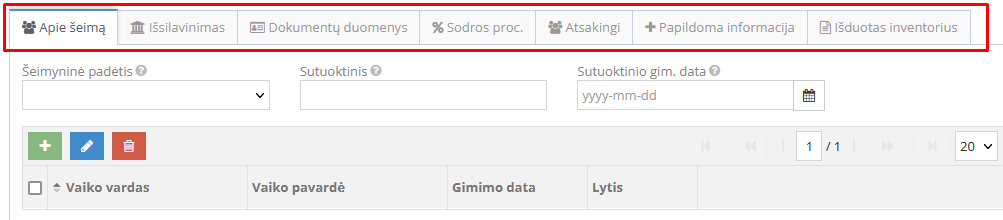 Papildomos informacijos užpildymas darbuotojui