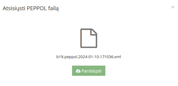 PEPPOL dokumento atsisiuntimas