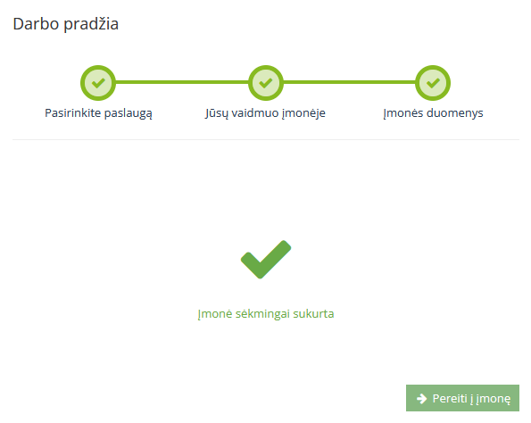 Patvirtinimas apie įmonės duomenų bazės sukūrimą