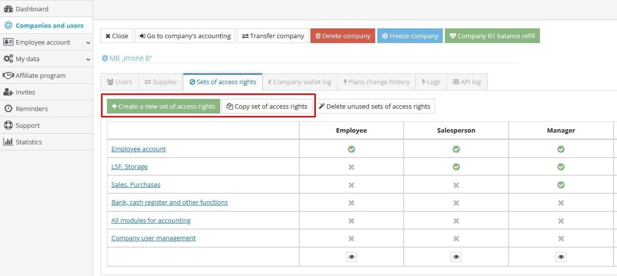 Copying a permission set and assigning it to a company