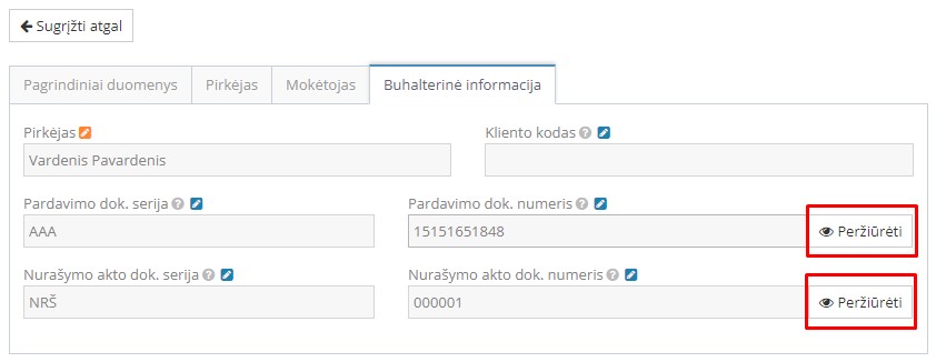 Dokumento peržiūra Sandėlis → Prekyba modulyje