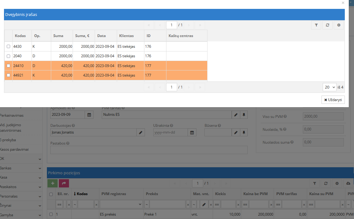 Menamo PVM surašymas dvejybiniame įraše