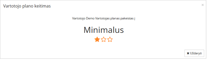 Pranešimas apie sėkmingą plano pakeitimą