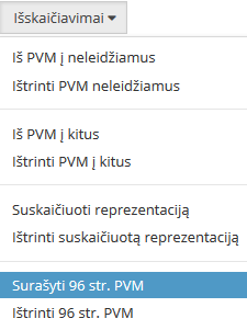 Pirkimo pagal PVM 96 straipsnį registravimo langas