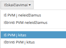 Mišrių atskaitymų pasirinkimo langas