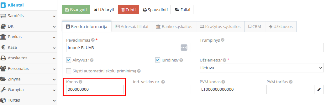 Kliento kortelės siuntimas į Raso kasos aparatą