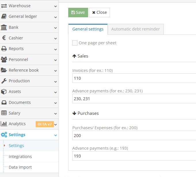 Debt report in Sales/Purchases Settelment module interface