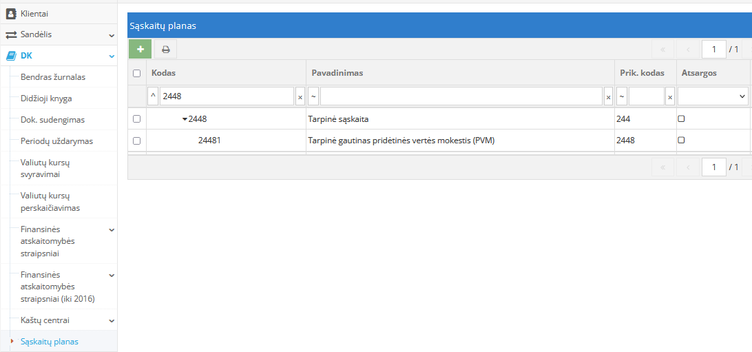 Tarpinės gautino PVM sąskaitos sukūrimas sąskaitų plane
