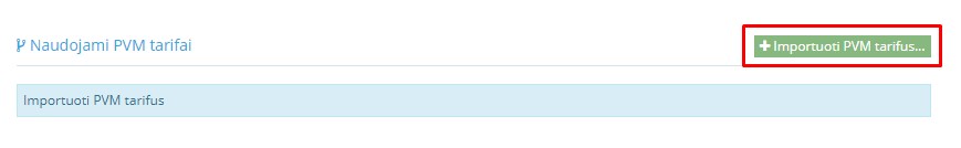 Importuojamų PVM tarifų sąrašas