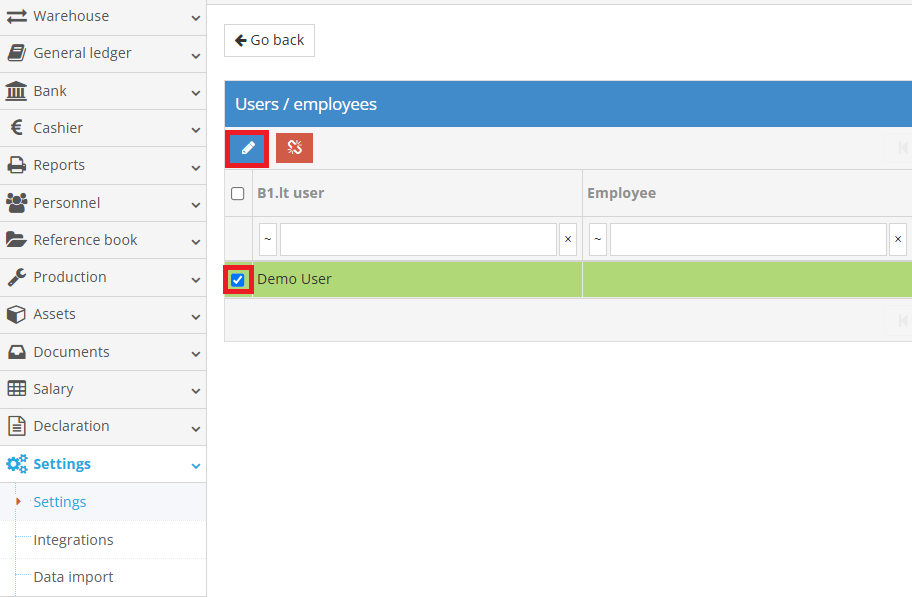 Selecting a user for application access adjustments