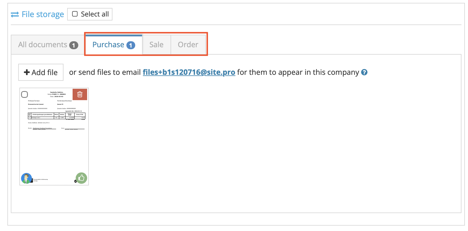 Moving documents from file storage