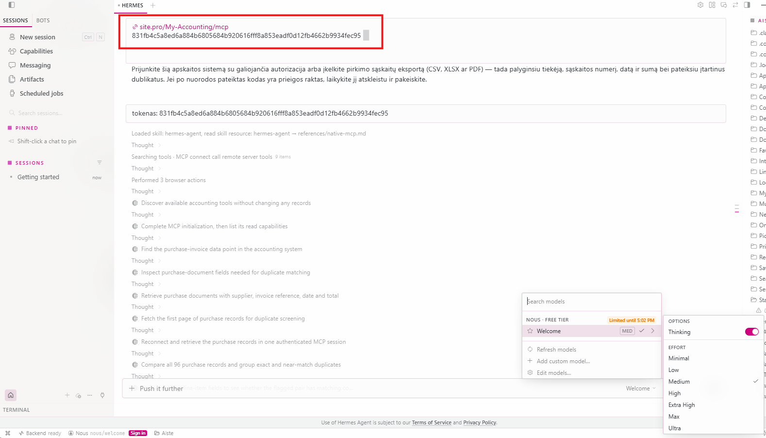 Hermes connection to Site.pro
