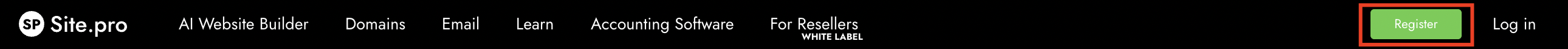 Site.pro registration window