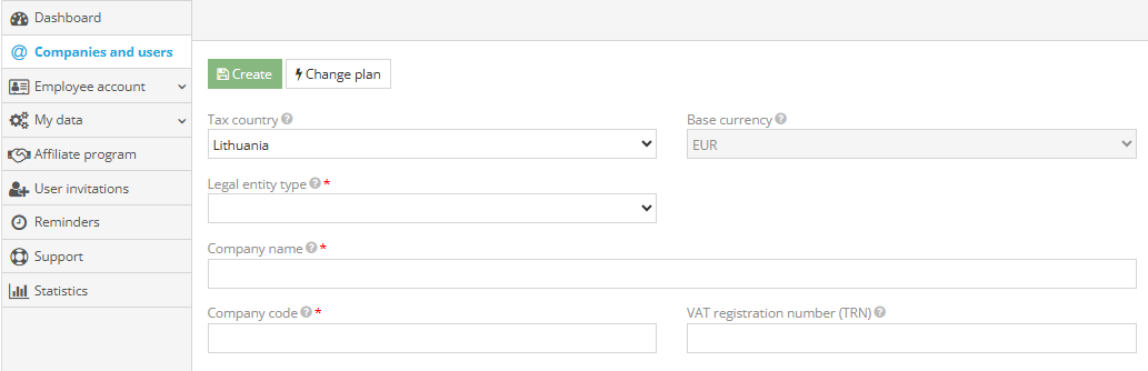 Fill in the required fields